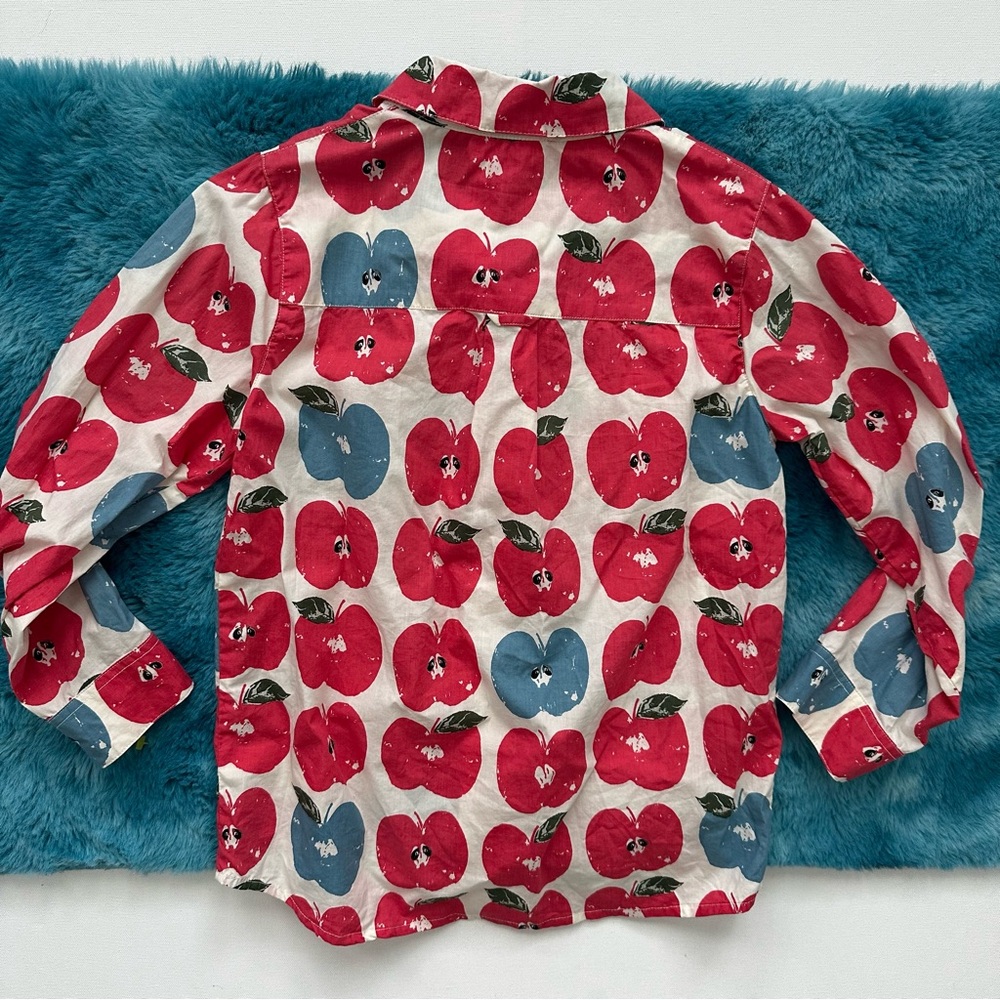 Blue Rooster Collection Red and Blue Apple Print Shirt Size 8 - Picture 8 of 11